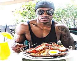 Simeon Panda eating non vegetarian food